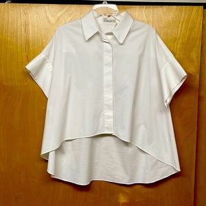 ALICE & OLIVIA white, half sleeve, high/low hem blouse